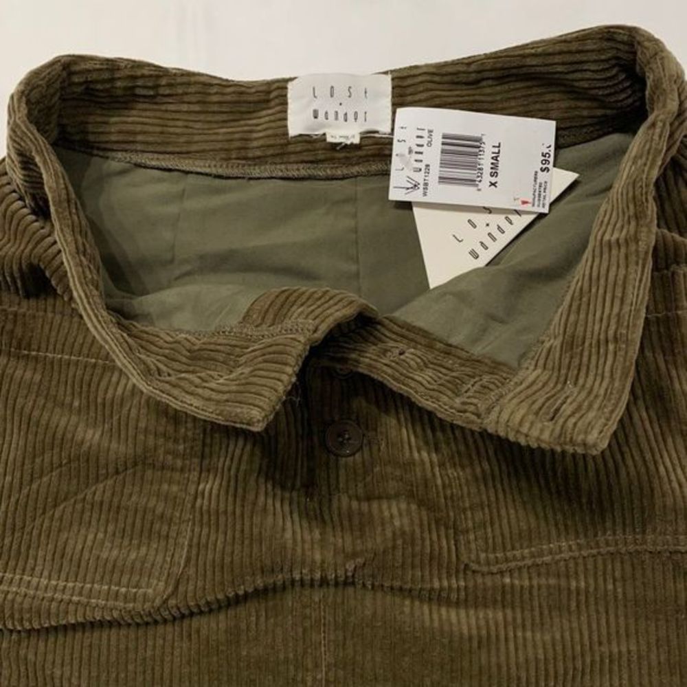 Lost + Wander XS Alicia Corduroy Mini Skirt Button Front Cotton Pockets In Olive - Picture 6 of 9